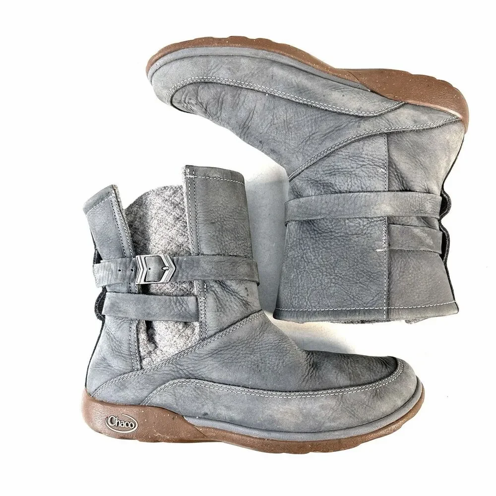 Chaco Hopi Castlerock Waterproof Nubuck Leather & Wool Boots grey size 9